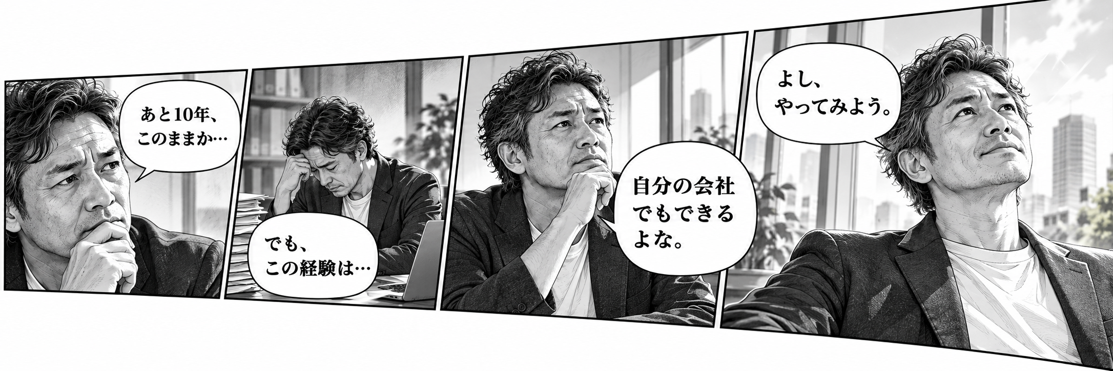 独立を考える男性の漫画